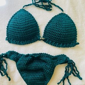 Crochet bikini set with skirt coverup